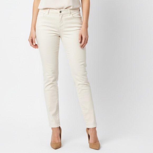 Lafayette 148 New York Off-White Straight Leg Contemporary Minimalist Jeans Sz 6
